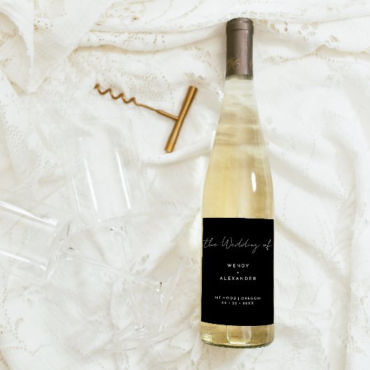 ブラックスモダンクリッ結婚ト ワインラベル