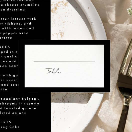 ブラックスモダンクリプト結婚のフラット プレイスカード