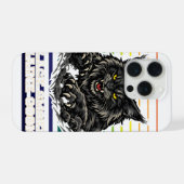 ブラックスモークメインクーンの凶猛なマスコットアート iPhoneケース (裏面横)