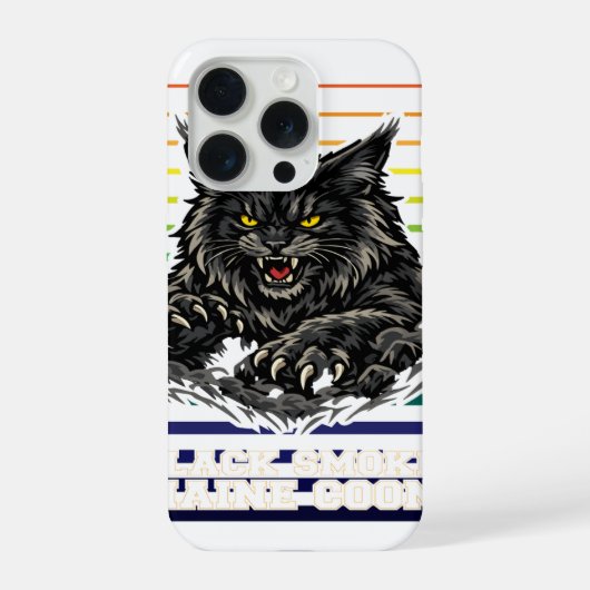 ブラックスモークメインクーンの凶猛なマスコットアート iPhoneケース (裏面)