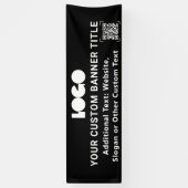 ブラックスモールビジネスロゴ会社QR屋外2,5x8 横断幕 (縦)