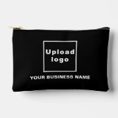 ブラックスモールポーチのビジネス名とロゴ アクセサリーポーチ (正面)