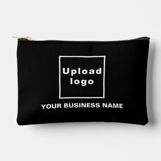 ブラックスモールポーチのビジネス名とロゴ アクセサリーポーチ (正面)