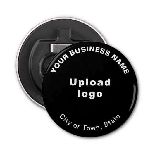 ブラックスモールラウンドボトルオープナーにビジネスブランド 栓抜き (正面)