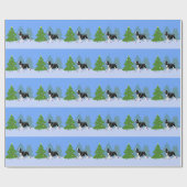 ブラックスリンガースパニエル犬飾ズのクリスマスツリー ラッピングペーパー (フラット)