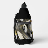 ブラックスリングバッグトレンド抽象芸術アートホワイト金ゴールド スリングバッグ (正面)