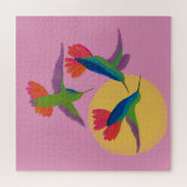 ブラックスロートマンゴハミングバードアート装飾用クッション ジグソーパズル (横)
