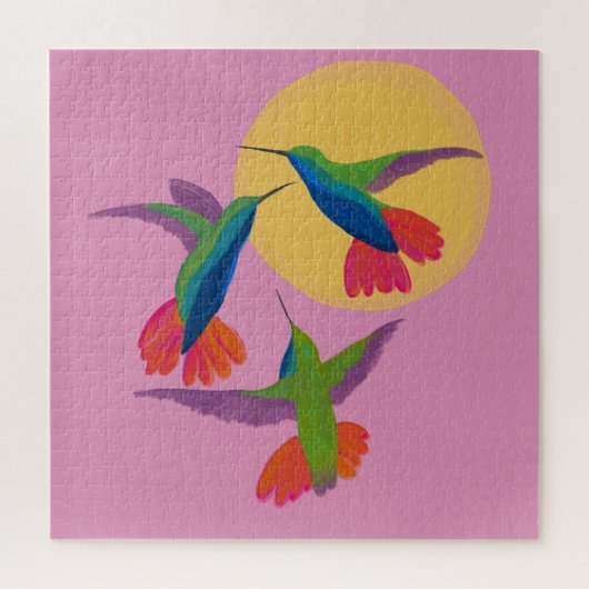 ブラックスロートマンゴハミングバードアート装飾用クッション ジグソーパズル (縦)