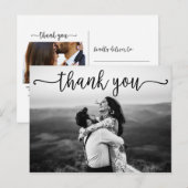 ブラックスワッシュスクリプト写真ウェディング感謝 ポストカード (正面/裏面)