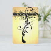 ブラックスワファンキーーズエレガント結婚式招待状 出欠カード (スタンド正面)