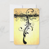 ブラックスワファンキーーズエレガント結婚式招待状 出欠カード (正面)