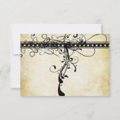 ブラックスワファンキーーズエレガント結婚式招待状 出欠カード (裏面)