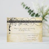 ブラックスワファンキーーズエレガント結婚式招待状 出欠カード (スタンド正面)