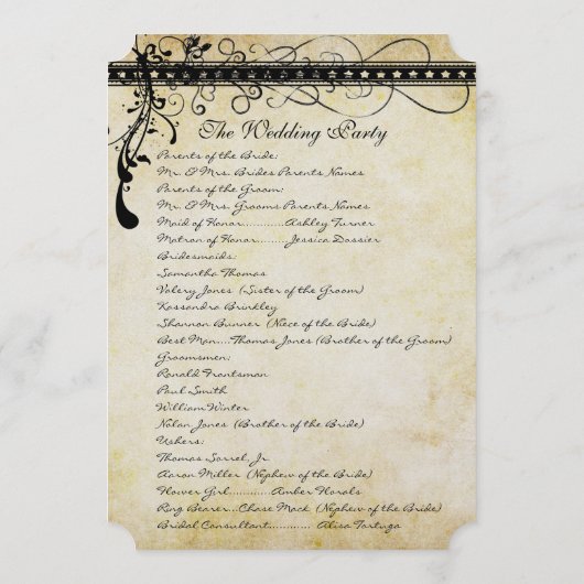 ブラックスワファンキーーズエレガント結婚式 プログラム (裏面)