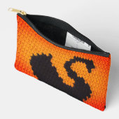 ブラックスワンインオレンジサンセットアーティザンクロシェプリント アクセサリーポーチ (見開き)