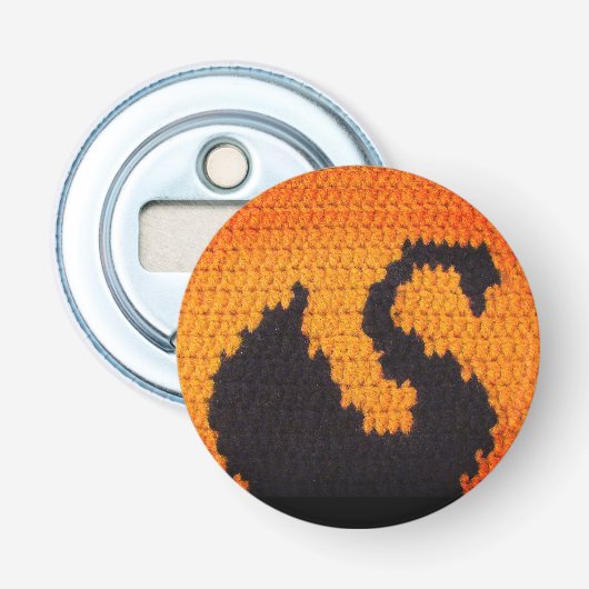 ブラックスワンインブライトオレンジサンセットクロシェプリント 栓抜き (正面)