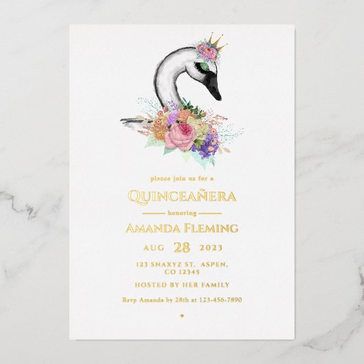 ブラックスワンキンセアニラフォイル招待状 箔招待状 (正面)