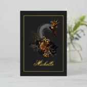 ブラックスワンキンセアニラフォイル招待状 箔招待状 (立ち正面)