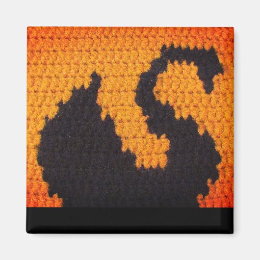 ブラックスワンシルエット&サンセットクロシェプリントオン マグネット (正面)