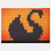 ブラックスワントロピカルサンセットアーティザンクロシェプリント マグネット (正面)