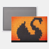 ブラックスワントロピカルサンセットアーティザンクロシェプリント マグネット (正面/裏面)