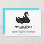 ブラックスワンフロート誕生日プールパーティー 招待状 (正面/裏面)