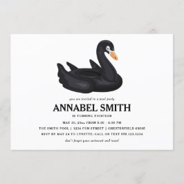 ブラックスワンフロート誕生日プールパーティー 招待状