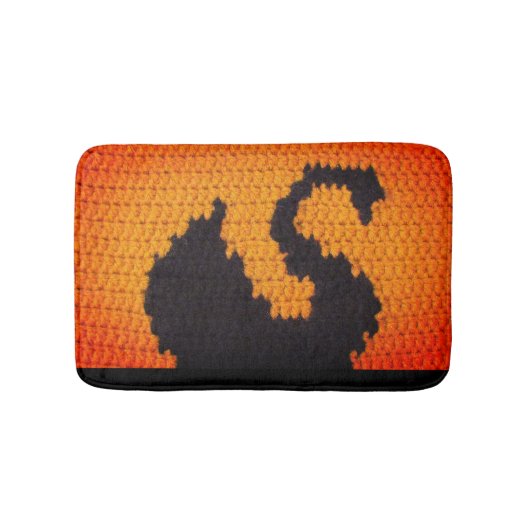 ブラックスワンプロファイルインサンセットアーティザンクロシェプリント バスマット (正面)