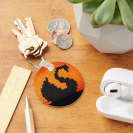 ブラックスワンプロファイルインブライトサンセットクロシェプリント キーホルダー