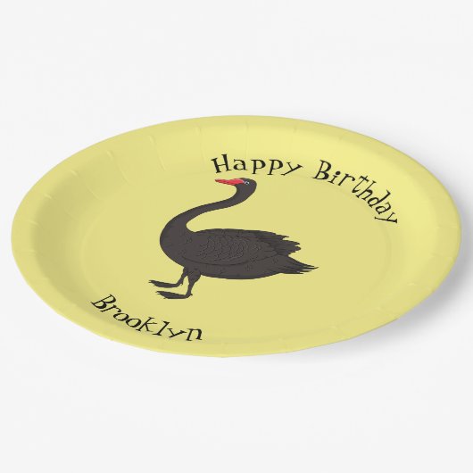 ブラックスワン漫画イラストレーション ペーパープレート (アングル)