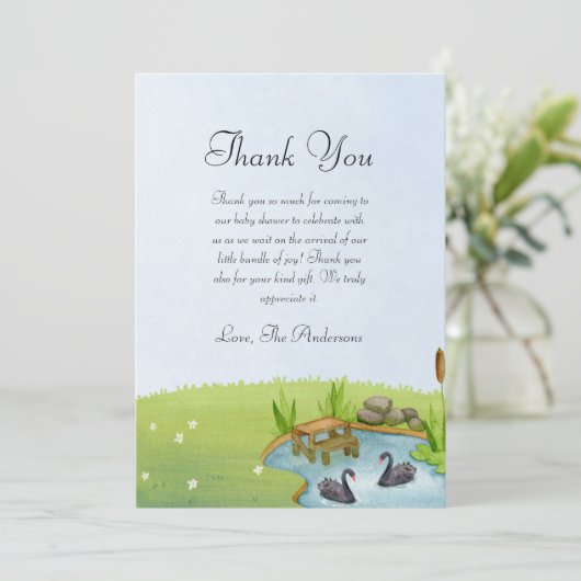 ブラックスワン赤ちゃんシャワー サンキューカード (スタンド正面)