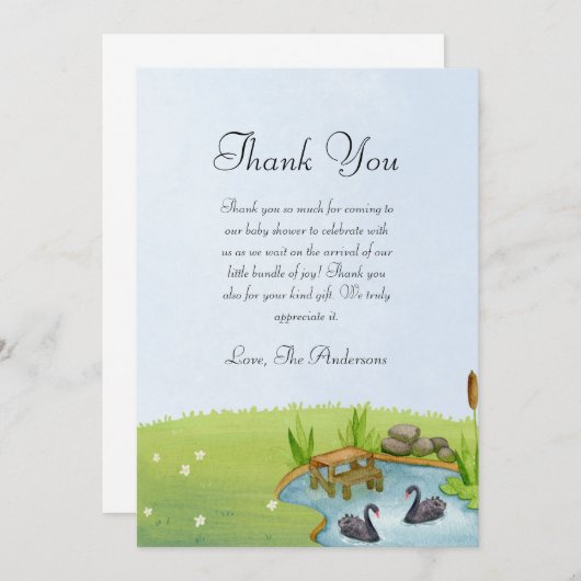 ブラックスワン赤ちゃんシャワー サンキューカード (正面/裏面)