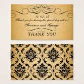 ブラックスワーズダマスクヴィンテージウェディングメッセージカード (正面&裏面)