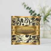 ブラックスワールつる植物ブラック金ゴールドパーティー 招待状 (スタンド正面)