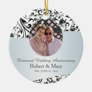 ブラックスワールダイヤモンド結婚60周年記念写真 セラミックオーナメント