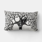 ブラックスワールツリーラブバード選択バックグラウンドカラー ランバークッション (裏面)