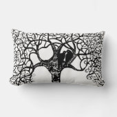 ブラックスワールツリーラブバード選択バックグラウンドカラー ランバークッション (正面)