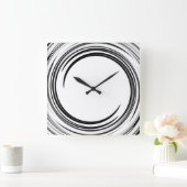 ブラックスワール抽象芸術アート#2 スクエア壁時計 (ホーム)