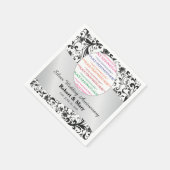 ブラックスワール&シルバー結婚のアニバーサリーフォト スタンダードカクテルナプキン (角)