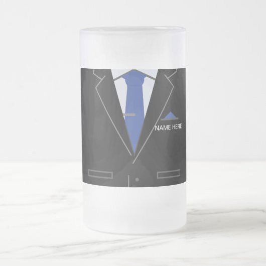 ブラックスーツのビジネスグラスビアマグ – お名前 フロストグラスビールジョッキ (中央)