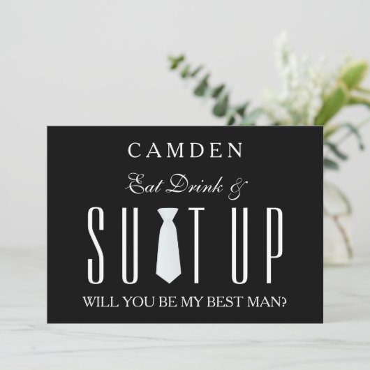 ブラックスーツケースは私のベストマンになる 招待状 (スタンド正面)