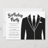 ブラックスーツ&タイオールイヤーズ誕生日パーティー 招待状 (正面)