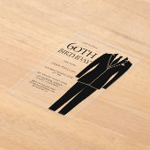 ブラックスーツ&タイメンス60th誕生日パーティー アクリル招待状 (レイダウン)