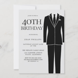ブラックスーツ&タイメンズ40歳の誕生日パーティー 招待状