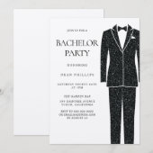 ブラックスーツ＆タイ チャンピーングシマー 結婚前最後の男同士の会 招待状 (正面/裏面)