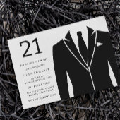 ブラックスーツ＆タイ 21歳の誕生日パーティー 招待状