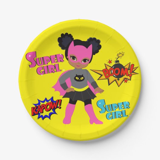 ブラックスーパーヒーロープレート ペーパープレート (正面)