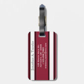 ブラックス赤と白ポーツストライプのパーソナライズされた ラゲッジタグ (裏面縦)