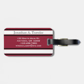 ブラックス赤と白ポーツストライプのパーソナライズされた ラゲッジタグ (裏面横)