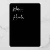 ブラックズ結婚フローラリリー招待状クラシック金ゴールド 箔招待状 (裏面)